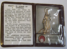 St Saint Dymphna patron mental illness relic medal pocket prayer shrine folder picture
