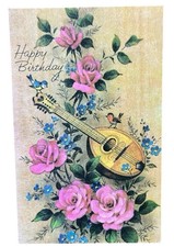 Postcard Happy Birthday Greetings National Leukemia Association Roses Mandolin picture