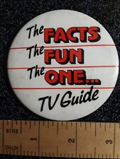 TV Guide pin - The Facts The Fun The One...FREE SHIPPING - 1985 vintage pinback  picture