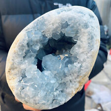 9.9lb Large Natural Blue Celestite Crystal Geode Quartz Cluster Mineral Specimen picture