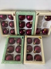 Christmas By Krebs Glass Ball Ornaments BURGUNDY RED Lot Of 27 Vintage picture