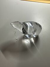 POLAR BEAR FIGURINE HADELAND CRYSTAL ART GLASS NORWAY 3in SIGNED FIGURE STATUE picture