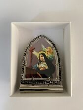 Saint Rita of Cascia&Guardian Angel-stand,glass,antique nickel picture