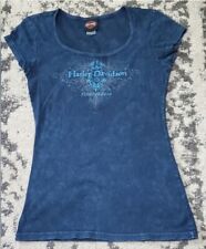 Vintage 2000s Harley Davidson 105 Years Womens Blue Fitted T Shirt size Large picture