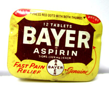 Vintage Bayer Aspirin Medical Advertising Travel Tin Container picture