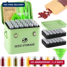 Seed Storage Organizer, Metal Seed Vault Bank Saving Containers Box (Seeds not I picture
