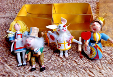 RARE Vintage 1984 Kurt S. Adler Alice In Wonderland Wooden Toy Ornament Set Of 4 picture