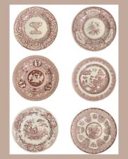 Spode Archive Collection Red Plates—Greek/Filigree/Floral/Warwick/Etc - SET OF 6 picture