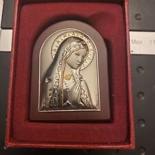 Silver Axion Byzantine Icon  The Virgin Mary Shelf 2.75 “ Tall - Sliver  Ag picture