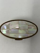 Vintage Max Factor Mother of Pearl Brass Lipstick Holder Case Compact  picture