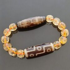 Authentic Tibetan Dragon Eye and OLD 9 Eyed Dzi Beads with Citrine Bracelet picture