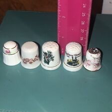 5 Vintage Porcelain Sewing Thimbles Lot # 1 Bulgaria England Fun picture