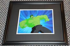THE INCREDIBLE HULK PRODUCTION CEL 1982 ON A HAND PAINTED BACKGROUND AND FRAMED picture