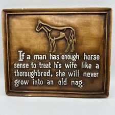 Vintage Husband / Wife Horse Sense Sign - How To treat Wife - 10.5x8.5” picture