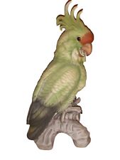 Vintage Andrea by Sadek Large 11” Green Parrot Cockatoo Bird Figurine #7132 READ picture
