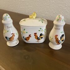 Rooster/Hen Vintage Salt/Pepper Shakers/Sugar Holder By Py Miyao for Enesco picture