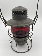 Vintage Pennsylvania Railroad Lantern Stamped PRR, Red Globe picture