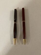 2 Handmade Brown Wooden Ink Pens Twist Action picture