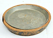 Rare Vintage Cast Iron Sizzler Pan Fajita Plate With Wooden Base Serving Plate picture