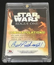 Topps Star Wars Rogue One Sketch Card Signed Bill Pulkovski 1/1 picture
