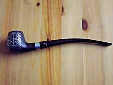 European Hand Made Wood Silver Inlay Churchwarden Tobacco Pipe - Balsa Filter  picture