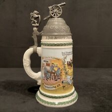 Vintage Regimental Military German Beer Stein with Cannon & Lion Top picture