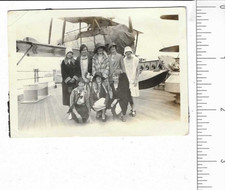 Vintage Photo scrapbook collectible image ladies biplane 1920s? air travel picture