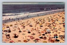 Santa Barbara CA-California, Swimmers & Sunbathers at Beach, Vintage Postcard picture