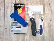 ⚪🔵 Spyderco Para 3, M390 Bento Box EXCLUSIVE, Arctic Storm Carbon, Backspacer📬 picture
