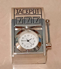 Collectible Fancy Mini Clock Quartz Analog Decorative Silver Slot Machine READ picture