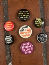 Bald Men Lot Of 7 Humor Sarcastic Vintage Pins 1990s Ephemera Pinbacks Pinback picture