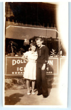 Vintage Photo 1945, Navy Sailor and girl Posed In Atlantic City, 4.5x2.5, Sepia picture