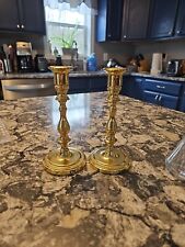 Vintage Baldwin Polished Brass Candlesticks Pair  7” Forged In America Taper picture