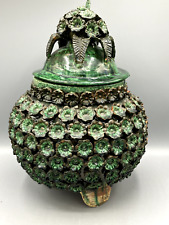 Green Glazed Pottery Pineapple Punch Bowl Hilario Alejos Madrigal picture