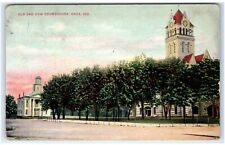 1910 KNOX, IN Postcard-  OLD AND NEW COURTHOUSE IND picture