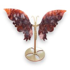 480g Natural Fire Quartz Hand Carved Crystal Butterfly Wings, Realistic,Healing picture