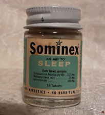 Vintage 1961 Sominex Sleep Aid Bottle - Metal Cap - Original Box & Instructions picture