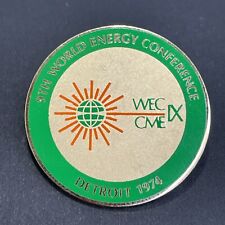 Vintage 1974 9th World Energy Conference Detroit Michigan Pinback Pin Button picture