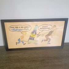 NuGrape Cardboard  Framed Advertising Sign "Stop for a Gee-licious NuGrape Soda" picture