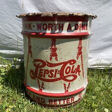 1944 Vintage Pepsi Cola Barrel Drum W LID 5 Gallon Metal Container Antique Soda picture
