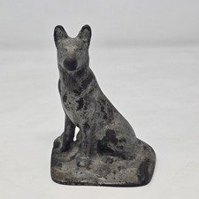 Antique Sitting German Shepherd Dog Single Bookend Doorstop Cast Metal 4.5" Tall picture