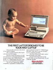 1987 Ad Sharp PC-4501 Laptop Computer 256KB Ram 720KB Floppy Disk Drive picture