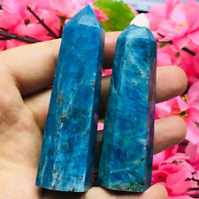 Natural Blue Moroxite Ore Obelisk Quartz Crystal Wand Tower Reiki Healing 1PC picture