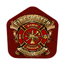 Firefighter Fire & Rescue Maltese Cross Metal Firefighting Shield Free S/H picture