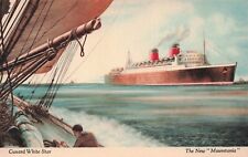 Cunard White Star New Mauretania Steamship Launch 1938 Vintage Unused Postcard picture