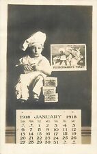 Real Photo Postcard Advert Fleischmann`s Yeast New York January Calendar 1918 picture