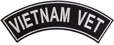 Vietnam Vet Black W/White Top Rocker Iron on Patch for Motorcycle Rider or Biker picture