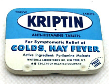 KRIPTIN Anti-histamine tablets Whitehall Laboratories New york Vintage tin picture