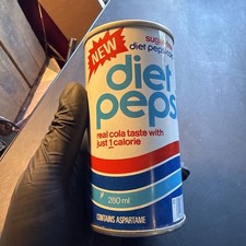 Vtg Diet Pepsi New Sugar Free Cola Can 280 Ml Soda Can Montreal Button Aspartame picture