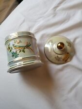 Mint Vintage Peacock Limoges Porcelain Apothecary Jar Container picture